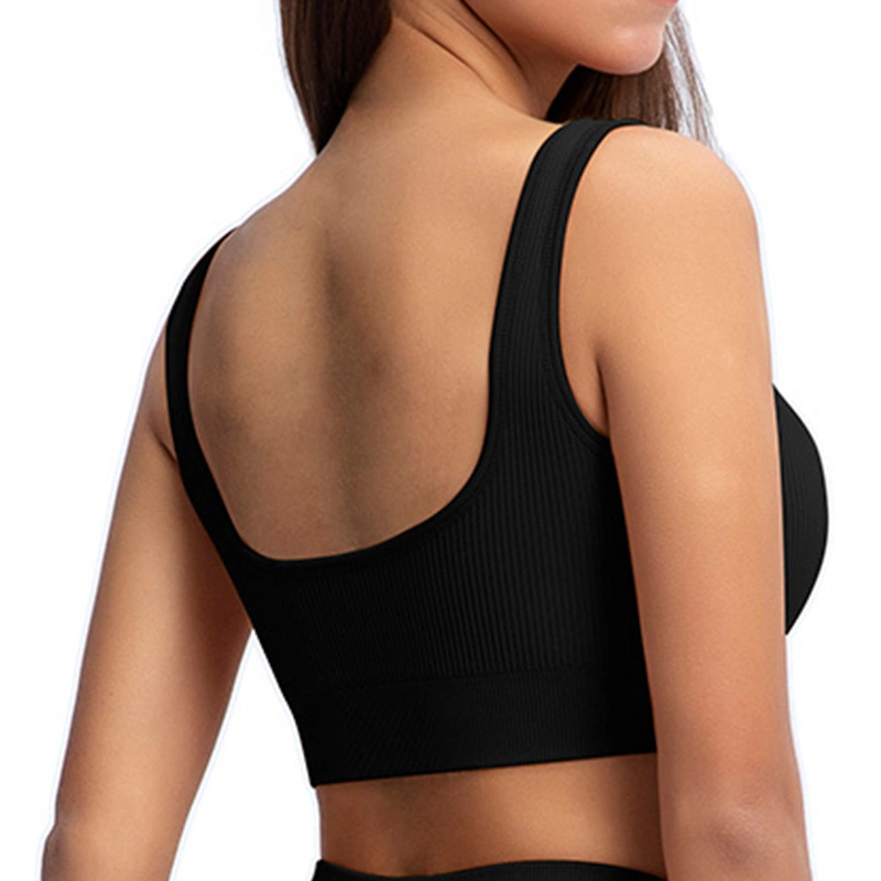 Seamless Knitted Running Yoga Bra High Strength Shockproof U Neck Sports Underwear Vest High Elastic Fitness Top Jkt-580