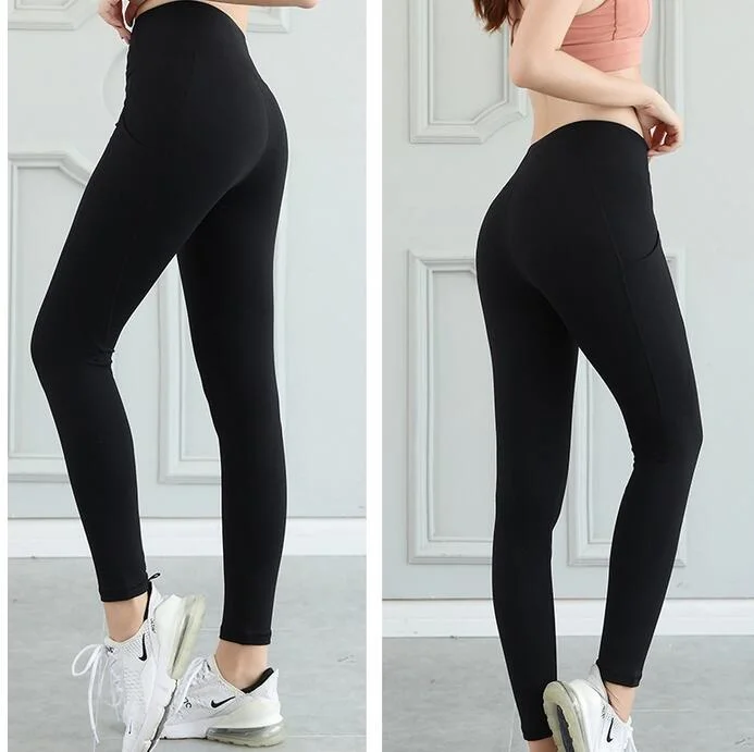 High Elastic Black Nylon Long Yoga Pants for Lady