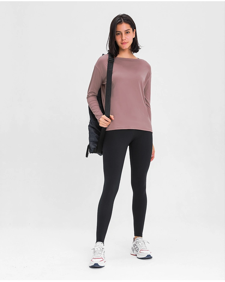 Loose Long-Sleeved Women′s Slim Breathable Simple Women′s Training Fitness Yoga Clothes