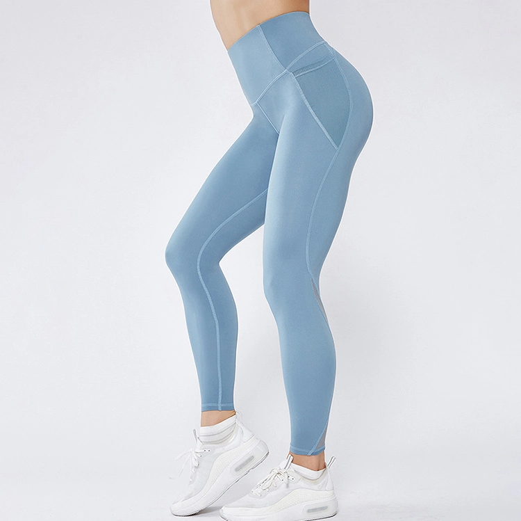 2021 Plus Size Joga Pants Women Fitness Pilates Mesh High Waist Gym Yoga Pants with Pocket