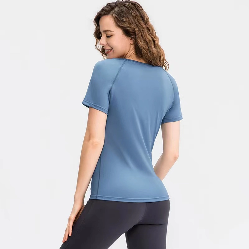 Polyester Women Running Workout Sport Short Sleeve Tee Lightweight Yoga T-Shirts Tops