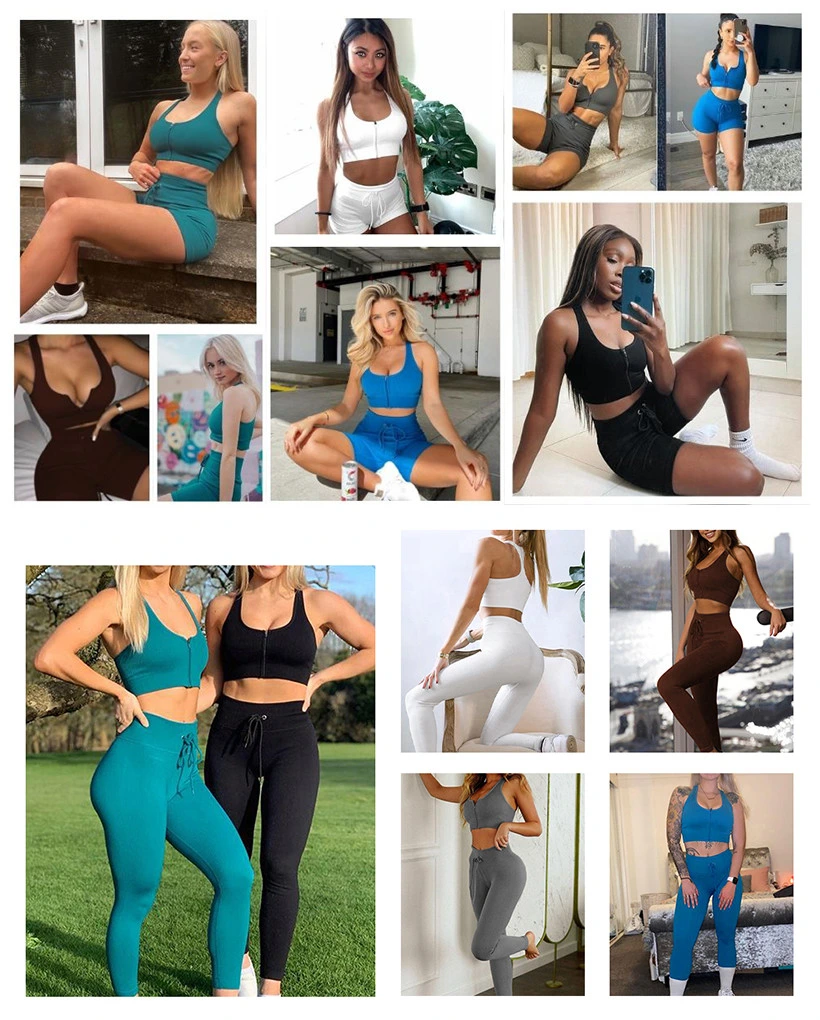 Wholesale Long Sleeve Crop Top Yoga Leggings Women Yoga Set Seamless Workout Outfit Wear Fitness Clothes Sport Suit Gym Wear