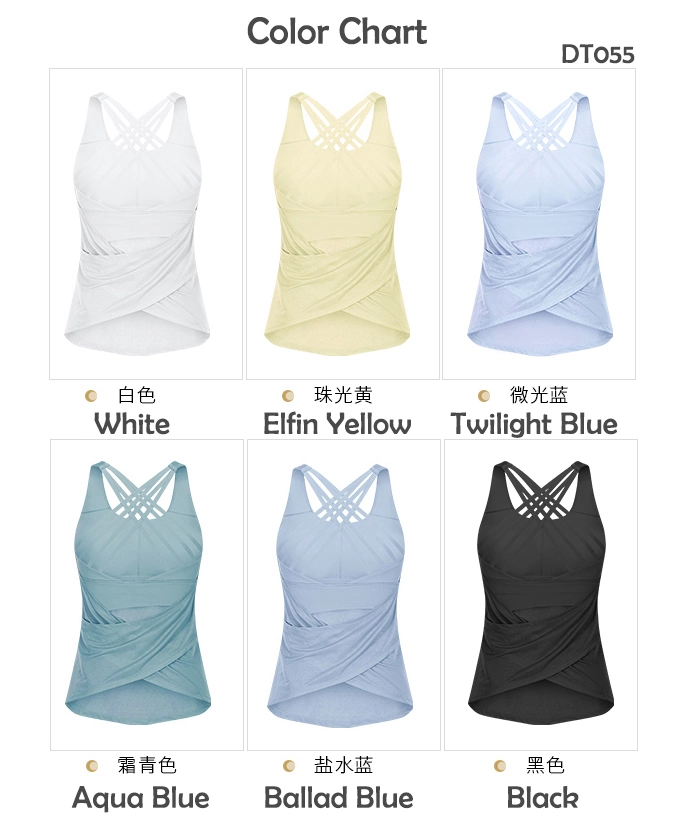 New Blouse with Breast Pad Vest Exercise Clothing for Women Loose Sleeveless Workout Yoga Top