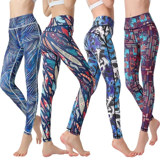 Блестящие леггинсы с длинной талией, брюки для йоги с логотипом и карманами