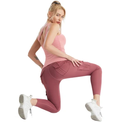 Хит-стиль, активная одежда для женщин, жилет на одно плечо со съемной чашкой, топ с длинными рукавами и боковыми карманами, брюки, спортивные комплекты для йоги